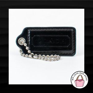 2.5" Large COACH BLACK PATENT LEATHER KEY FOB BAG CHARM KEYCHAIN HANGTAG TAG